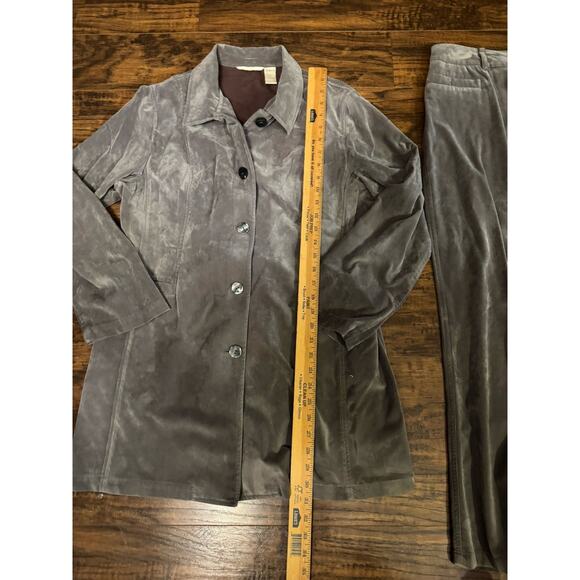 Vintage J. Jill Crushed Velvet Blazer: MP Pants Sz:8P Gray Outfit Women’s - Picture 6 of 7